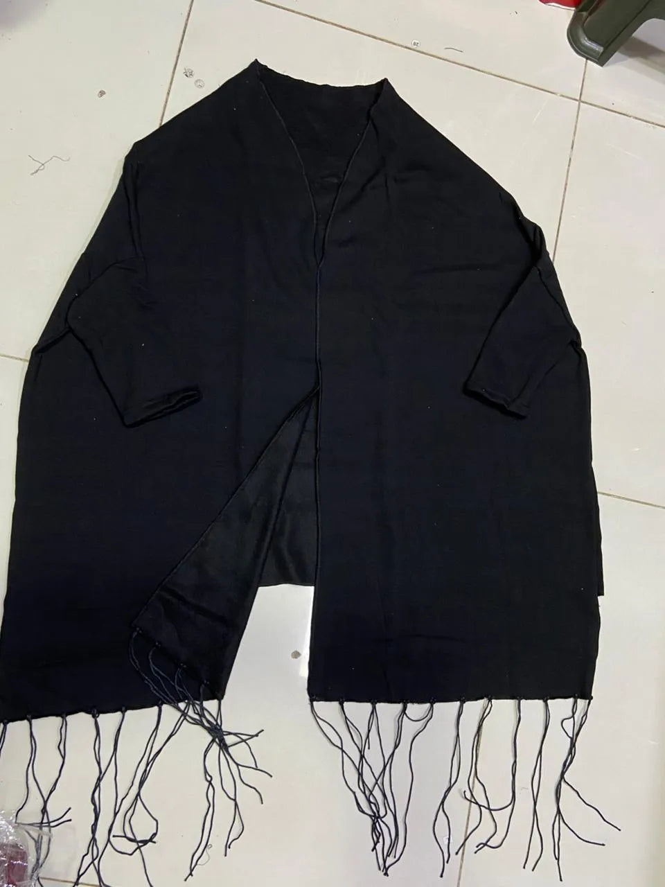 Women's Fleece Plain Cape Shawl Black