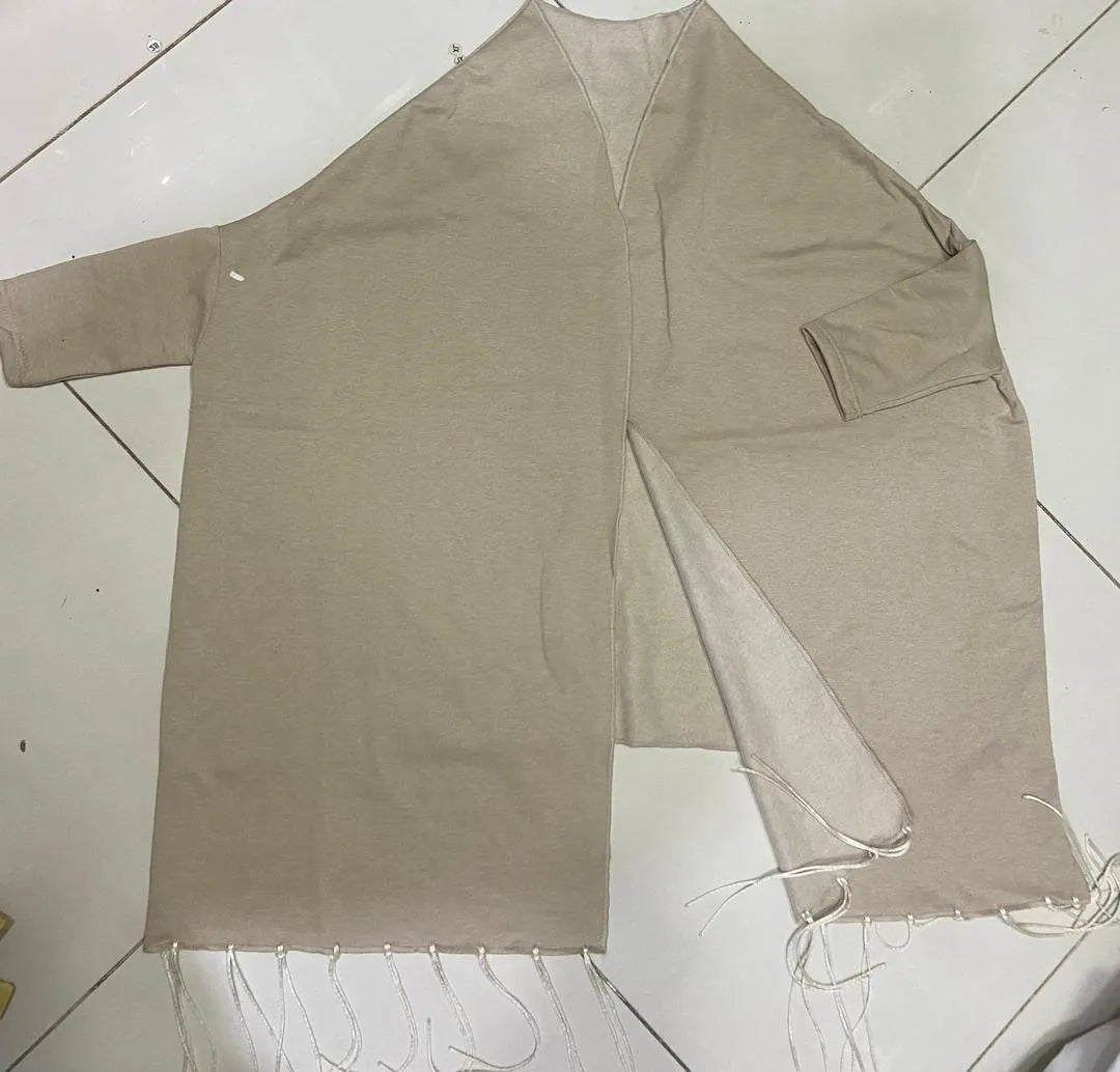 Women's Fleece Plain Cape Shawl Beige