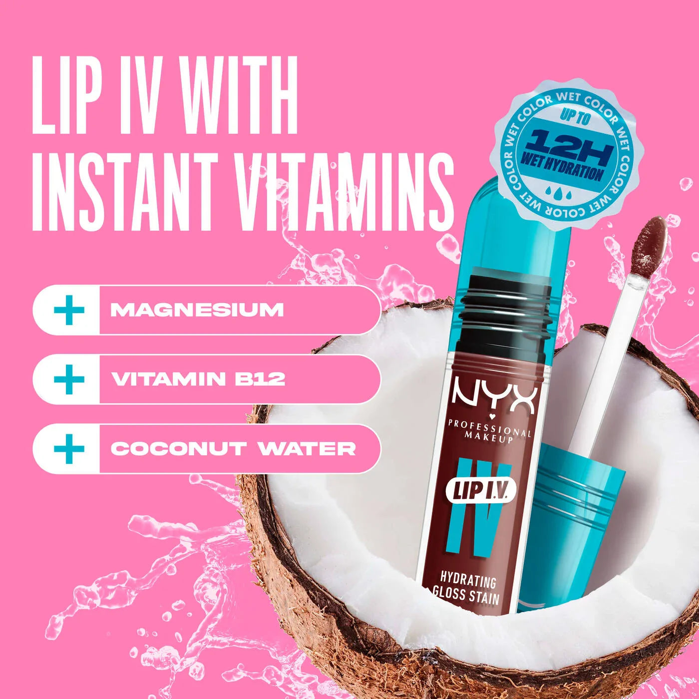NYX- Lip I.V. Hydrating Lip Gloss Stain- 07 Bubblegum Burst