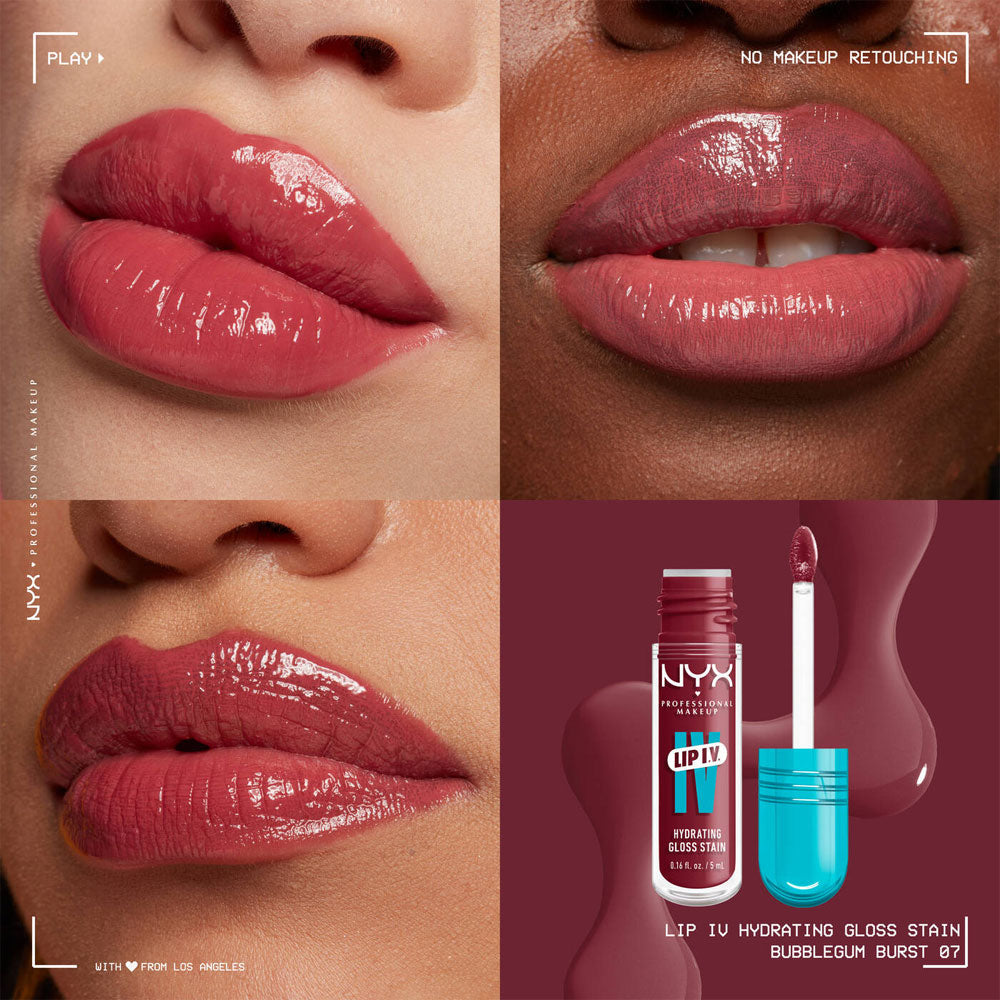 NYX- Lip I.V. Hydrating Lip Gloss Stain- 07 Bubblegum Burst