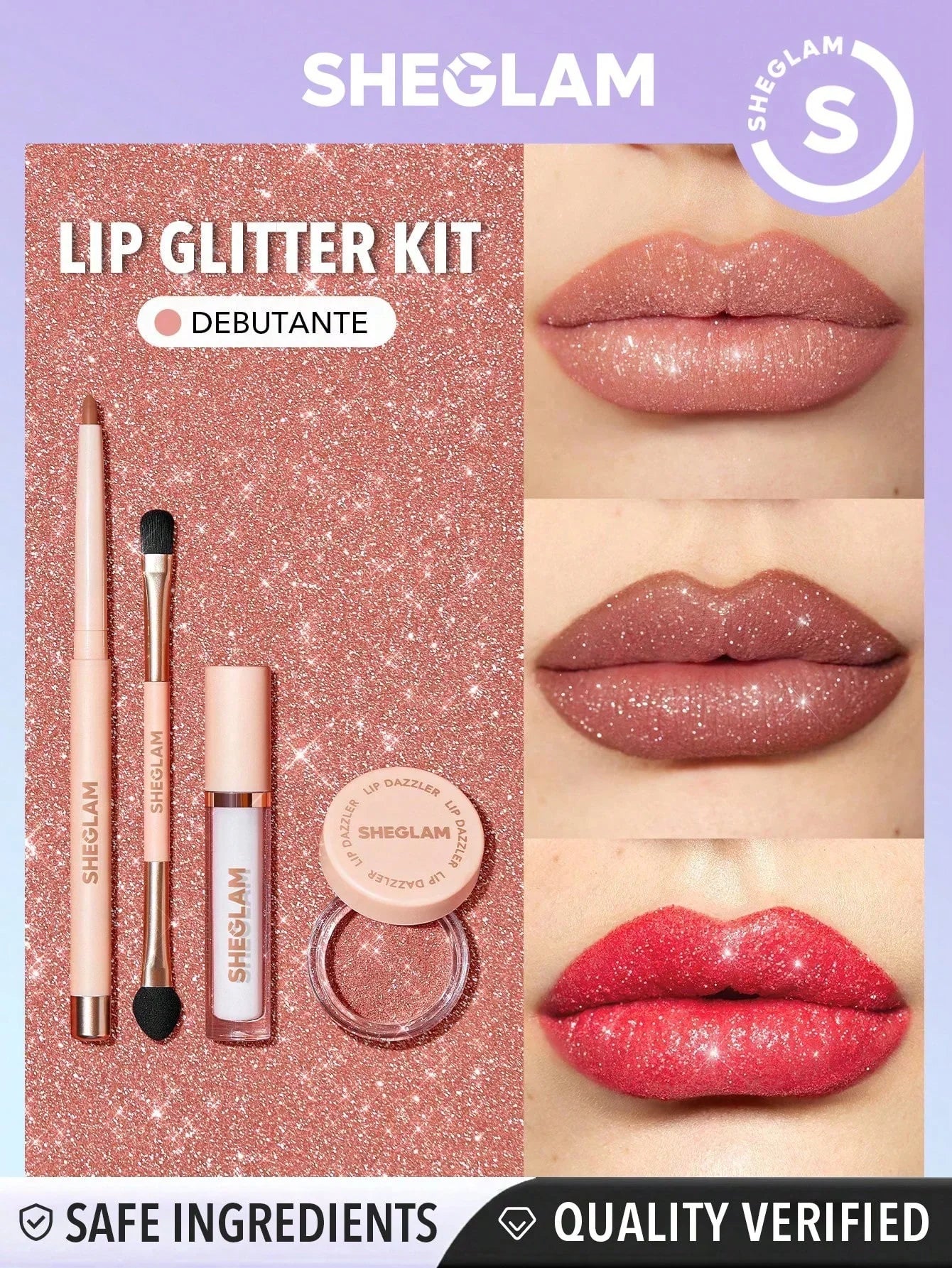 SHEGLAM Lip Dazzler Glitter Kit-Center Stage