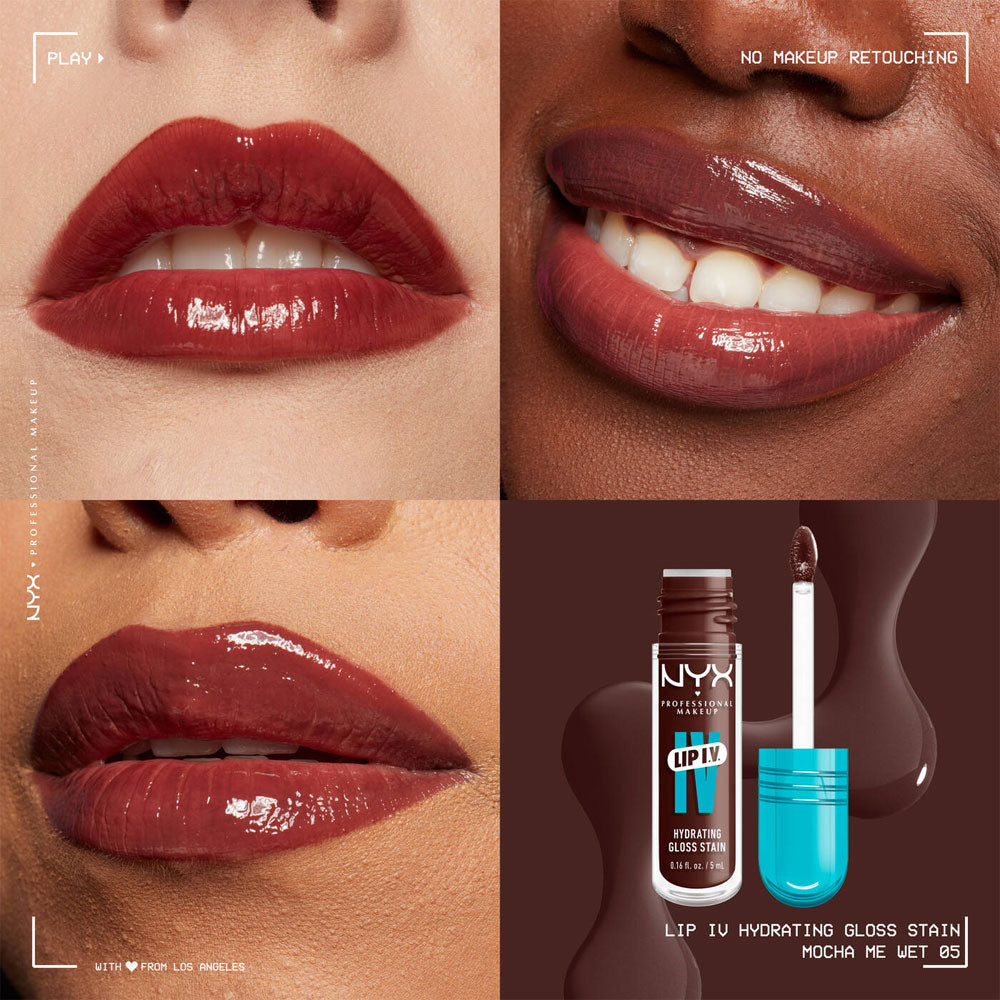 NYX- Lip I.V. Hydrating Lip Gloss Stain- 05 Mocha Me Wet