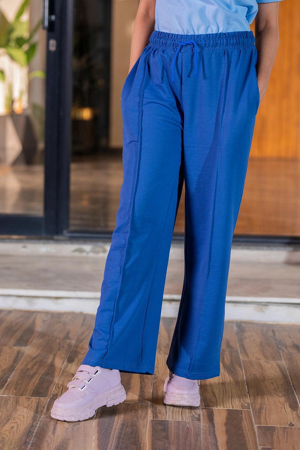 Deep Royal Blue Wide-Leg Trousers