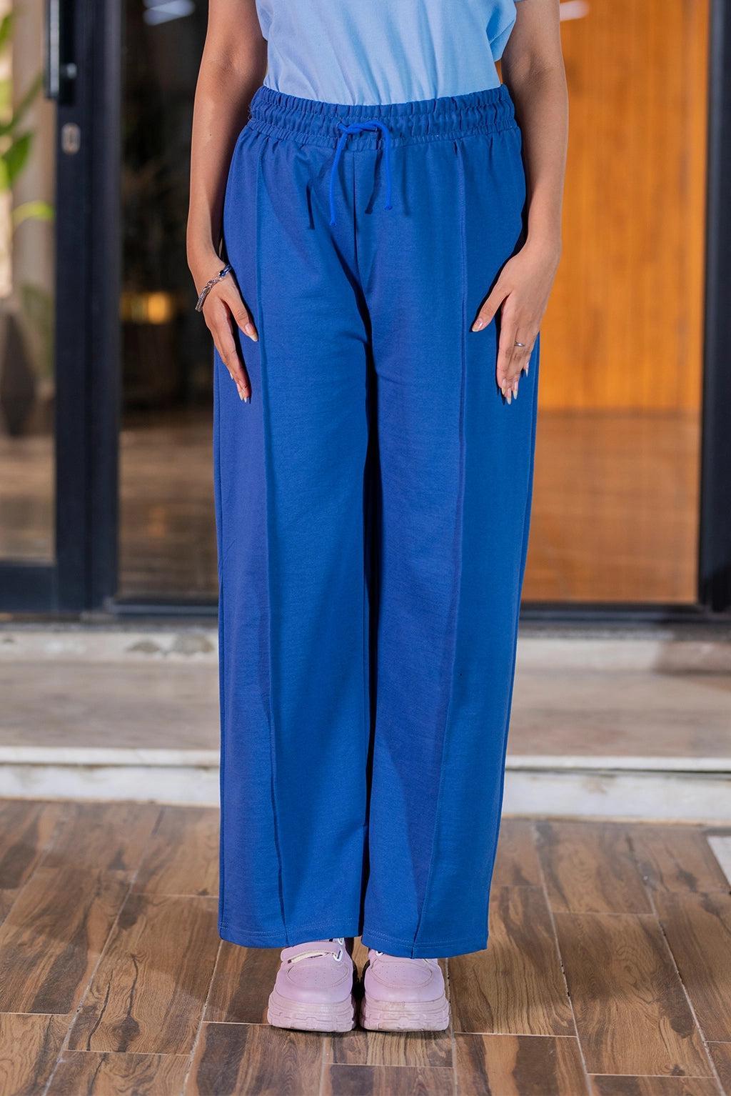 Deep Royal Blue Wide-Leg Trousers