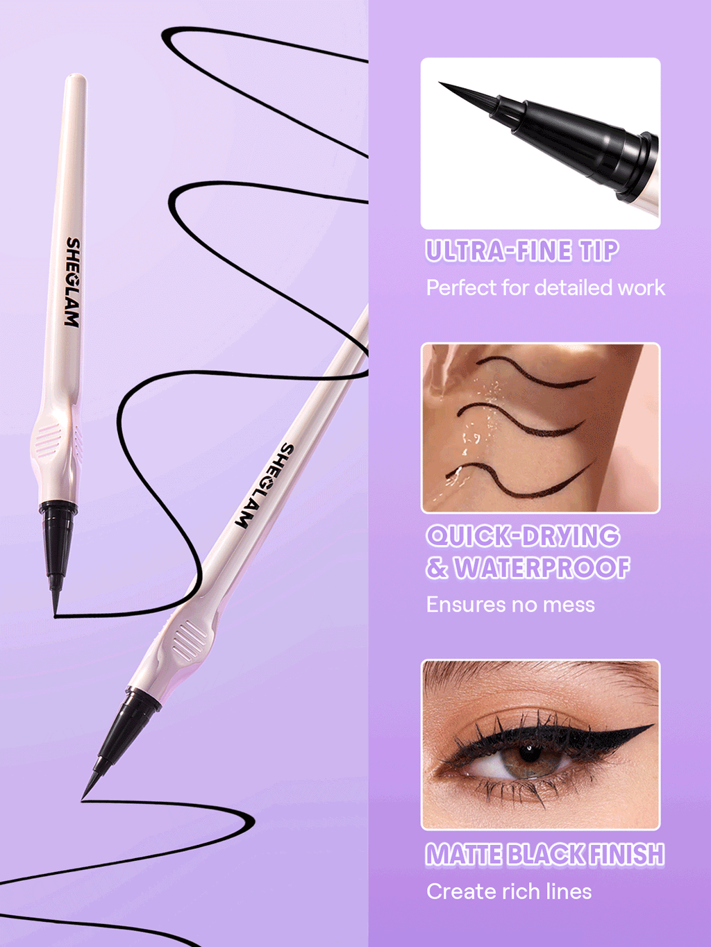 SHEGLAM Glide Control Liquid Eyeliner-Matte Black