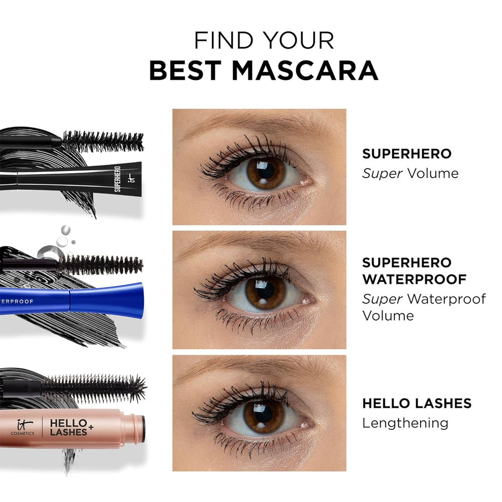 it Cosmetics Superhero Elastic Stretch Volumizing Mascara  Super Black -  Trave