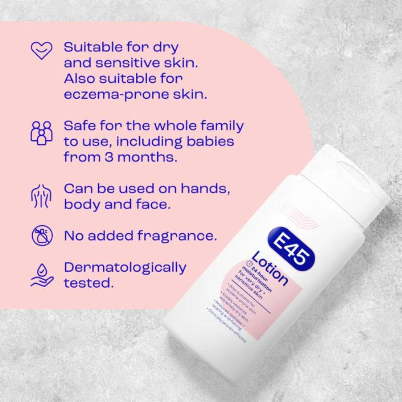 E-45 24-Hour Moisturisation Lotion, For Very Dry & Sensitive Skin, 200ml