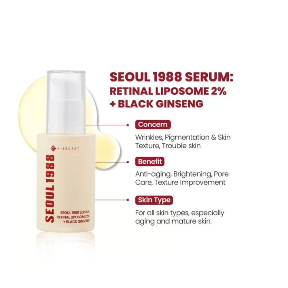 K-Secret Seoul 1988 Serum Retinal Liposome 2% + Black Ginseng - 30ml
